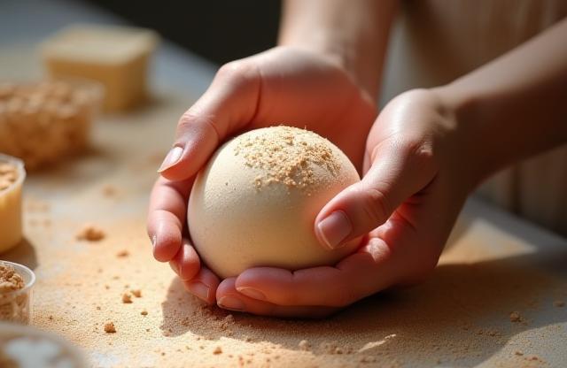Hands crafting a bath bomb